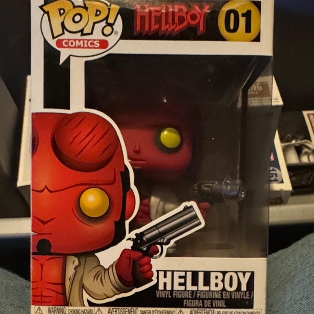 Pop Hellboy Vinyl Figure with Red and Yellow Accents